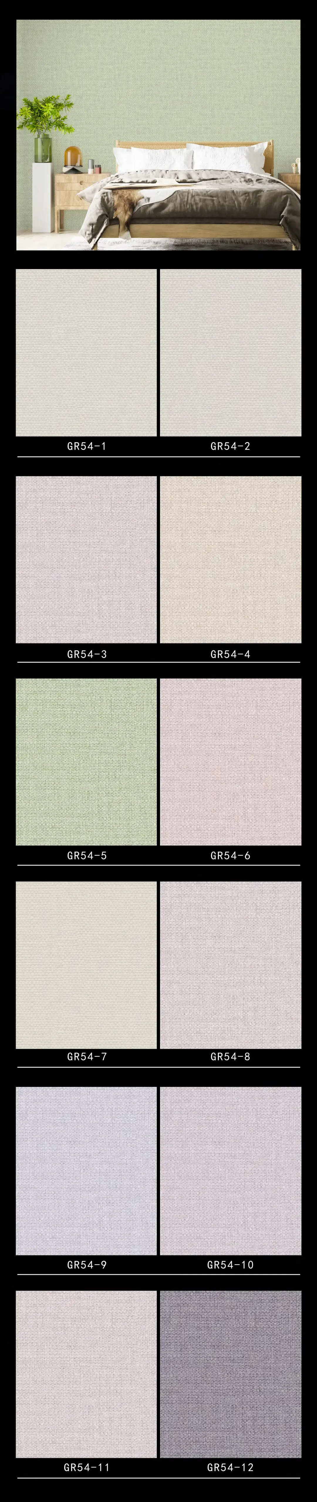GR54 Series Linen Textured Deep Embossed PVC Wallpaper for Hotel Office ...