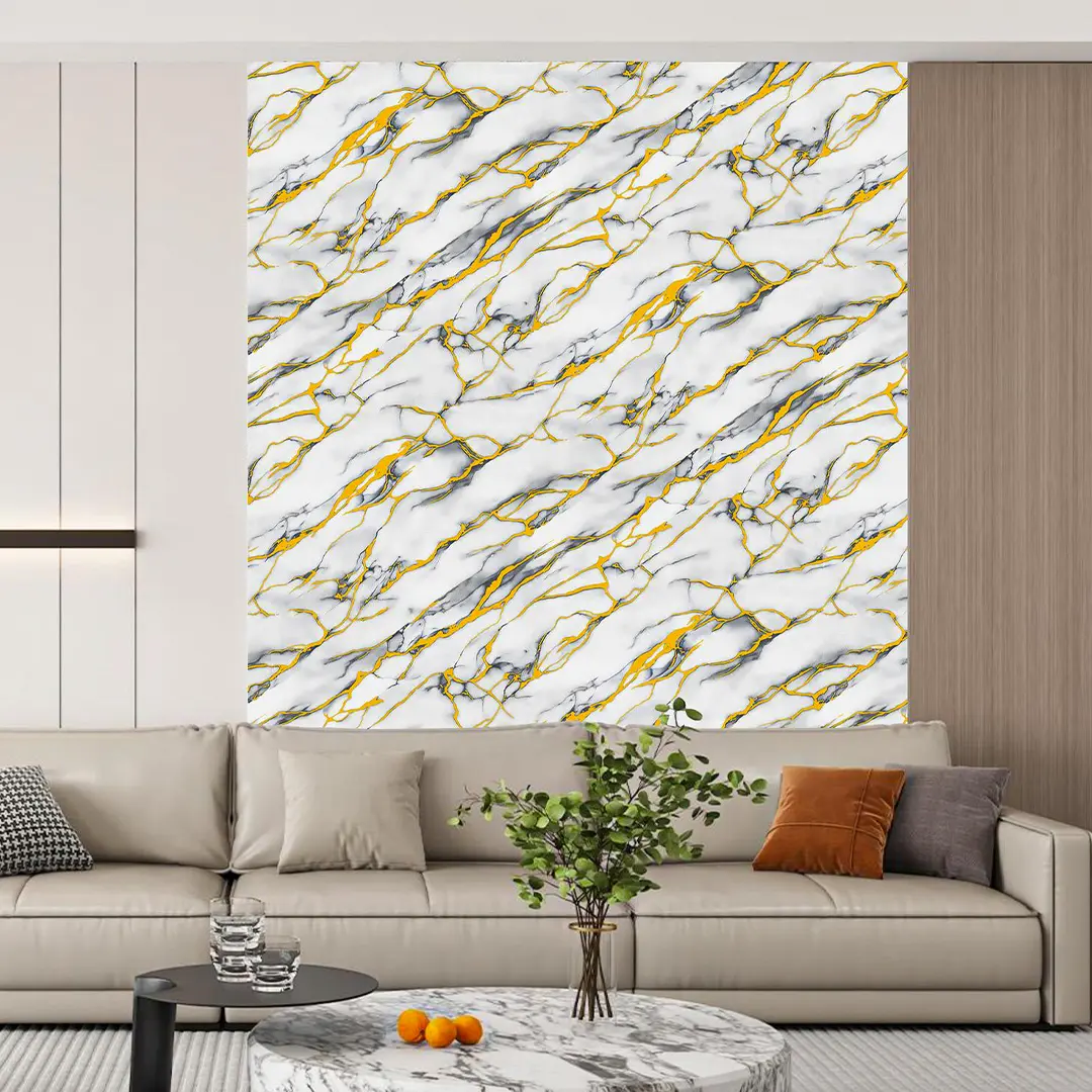 LX30 Series Gold Marble Pattern 3D PVC Wallpaper Modern Light Luxury Living Room Sofa TV Background Wall Waterproof Decorative Paper