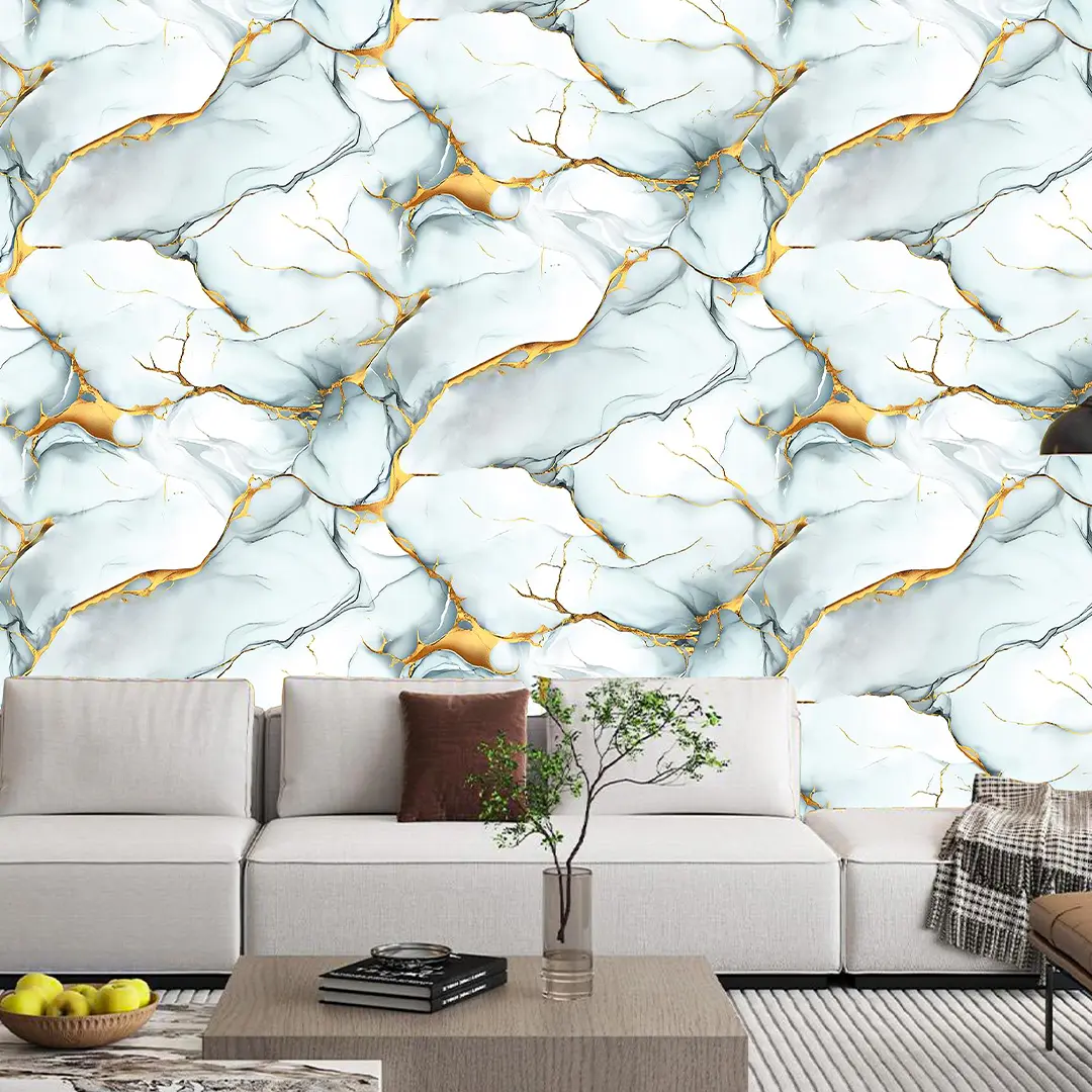 LX32 Series Light Luxury 3D Marble Gold Vein Pattern PVC Wallpaper for Living Room Sofa Bedroom Background Wall Manufacturer