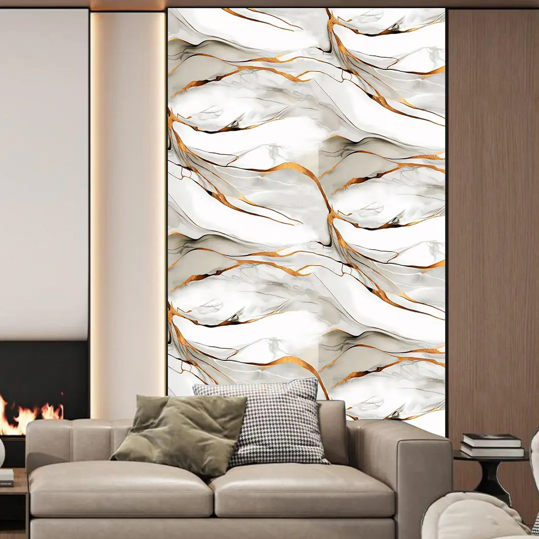 LX33 Series Liquid Gold Marble 3D PVC Wallpaper | Light Luxury Wallpaper for Bedroom Headboard Living Room TV Background Wall
