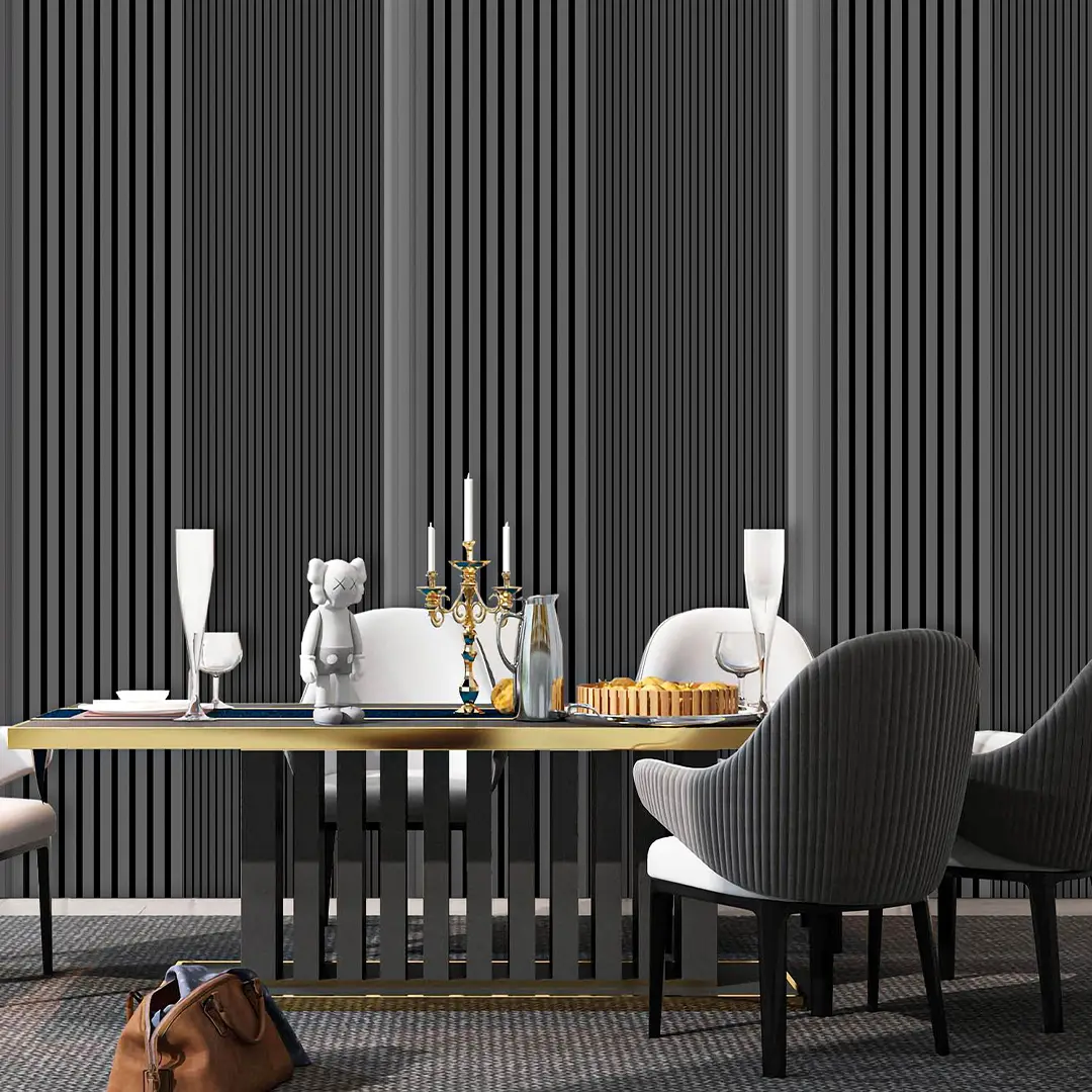 LX21 Modern Light Luxury Urban Style 3D Vertical Striped PVC Wallpaper for Living Room Dining Room Meeting Room Vinyl Background Wall Grille