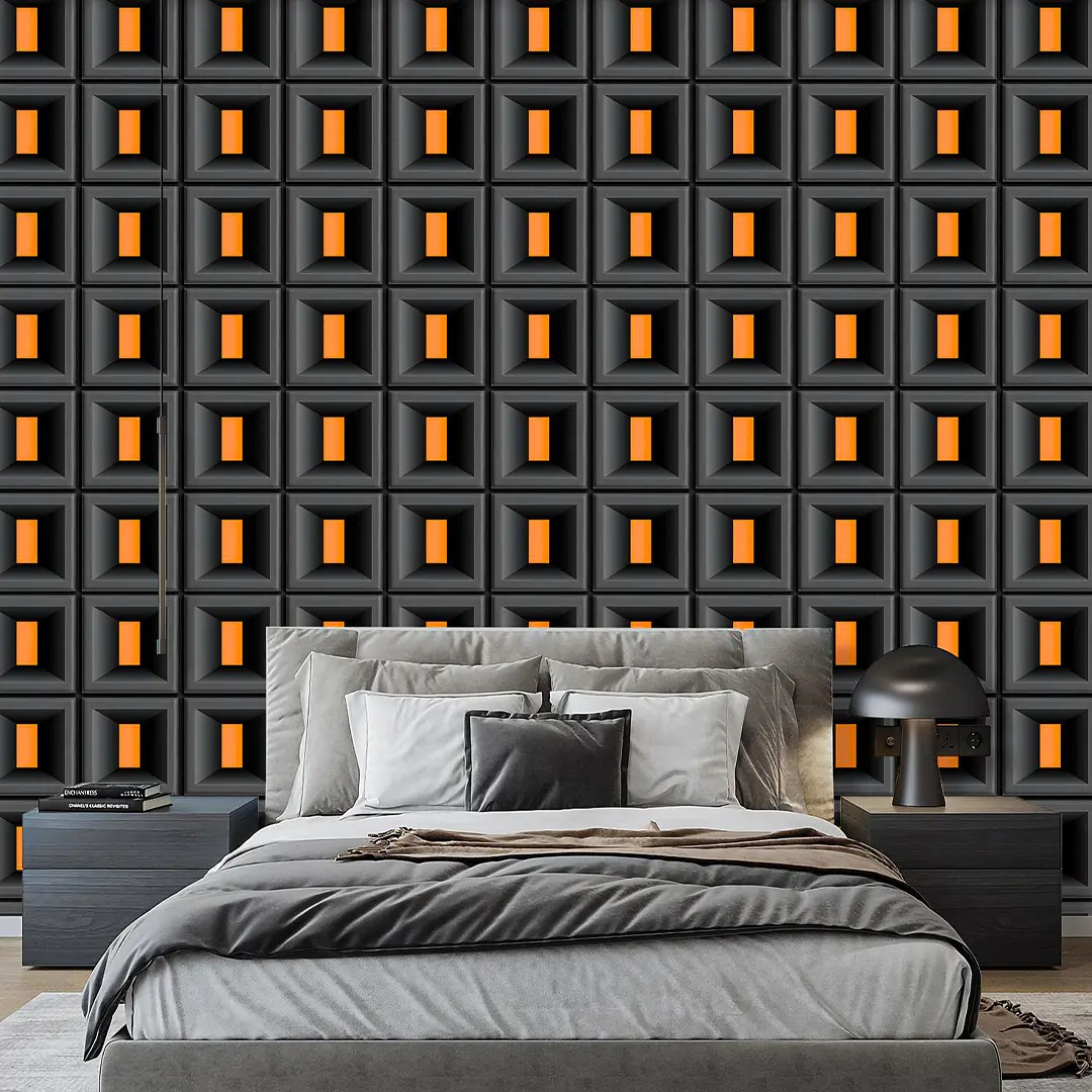 LX25 Series Modern Minimalist 3D Cube Matrix PVC Waterproof Wallpaper Industrial Style Living Room Bedroom Background Wall Geometric