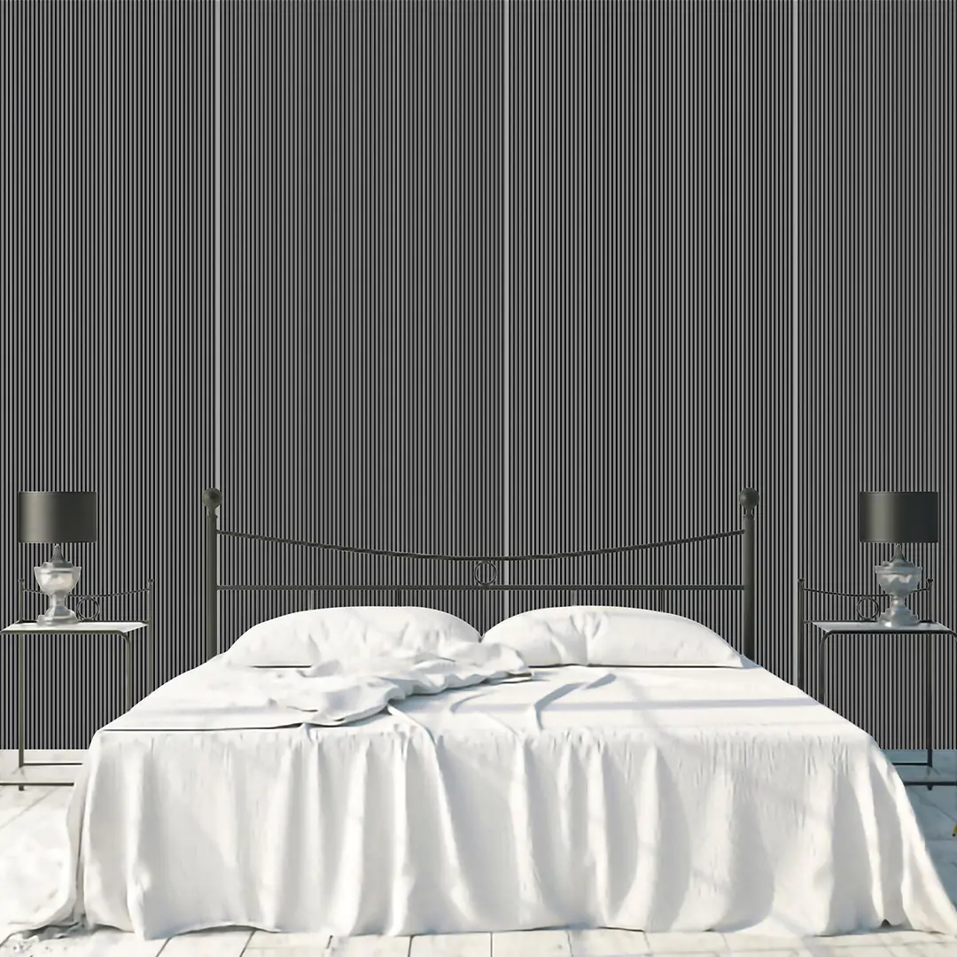 LX28 Modern Minimalist 3D Fine Vertical Striped PVC Wallpaper Showroom Living Room Vinyl Background Wall Metallic Decorative Line