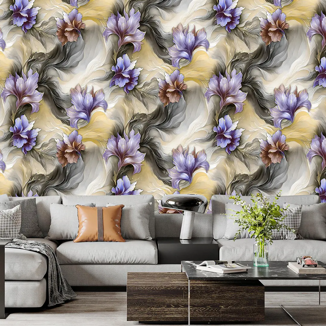 T2601 Series 3D Floral PVC Wallpaper Luxury Living Room Bedroom 0.53/1.06m