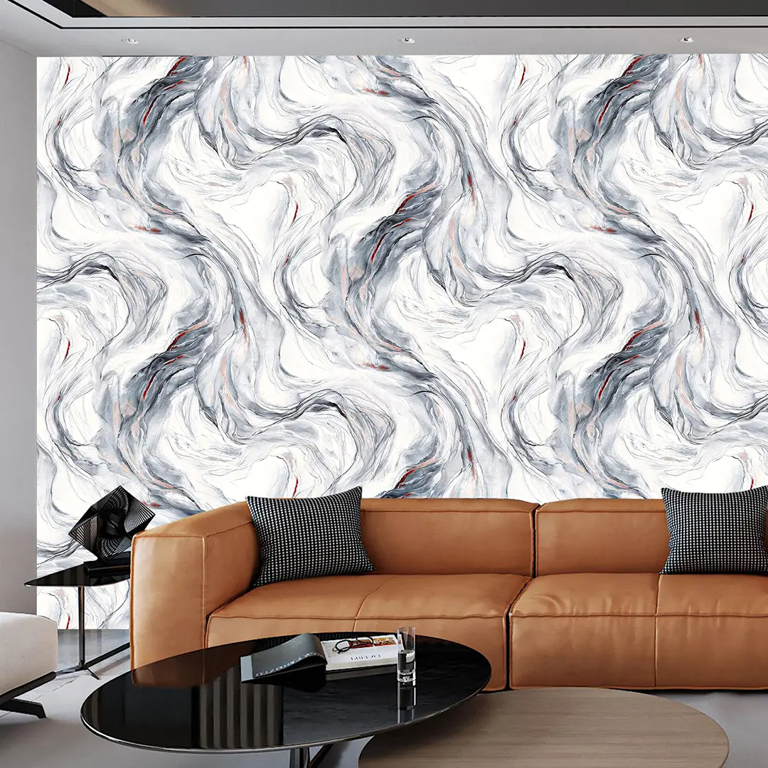 T2606 Modern Art Fluid PVC Deep Embossed Wallpaper Vinyl Living Room Bedroom Background Wall Wallpaper 0.53/1.06m