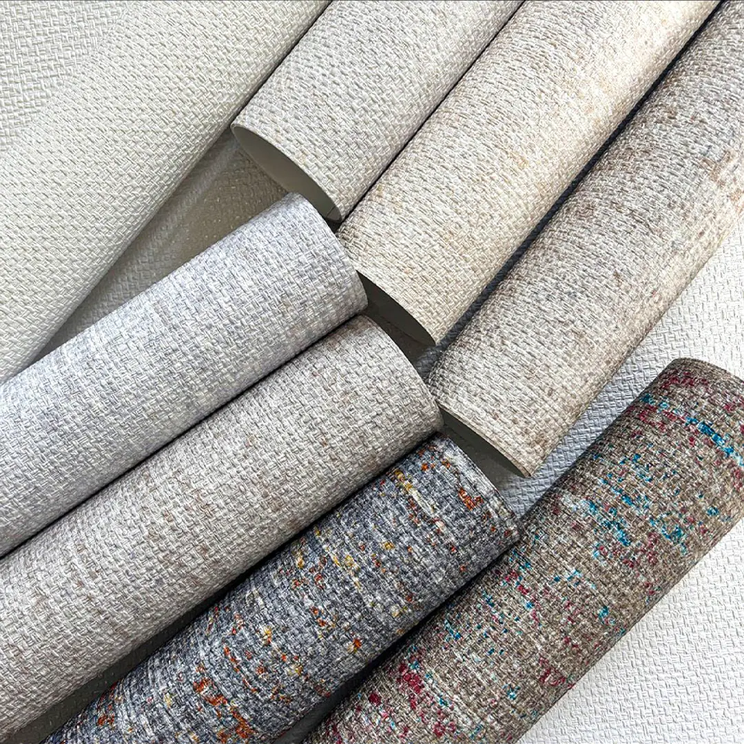 Phong cách Bắc Âu Giấy dán tường PVC dày dặn vân dệt linen màu trơn - Trang trí tường nền có kết cấu (Dòng R780)