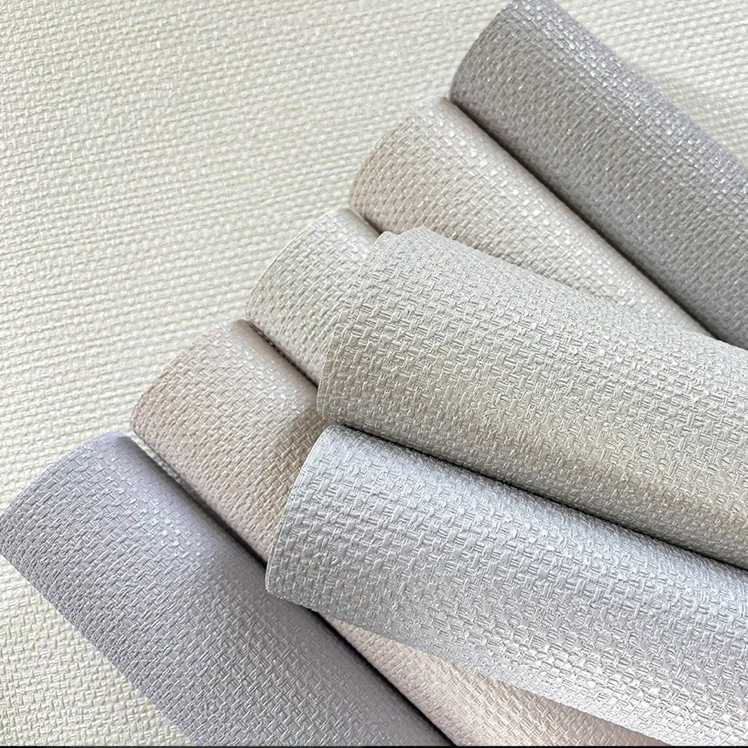 Modern Minimalist Thickened PVC Linen Woven Texture Solid Color Wallpaper - Textured Background Wall Decor (R781 Series)